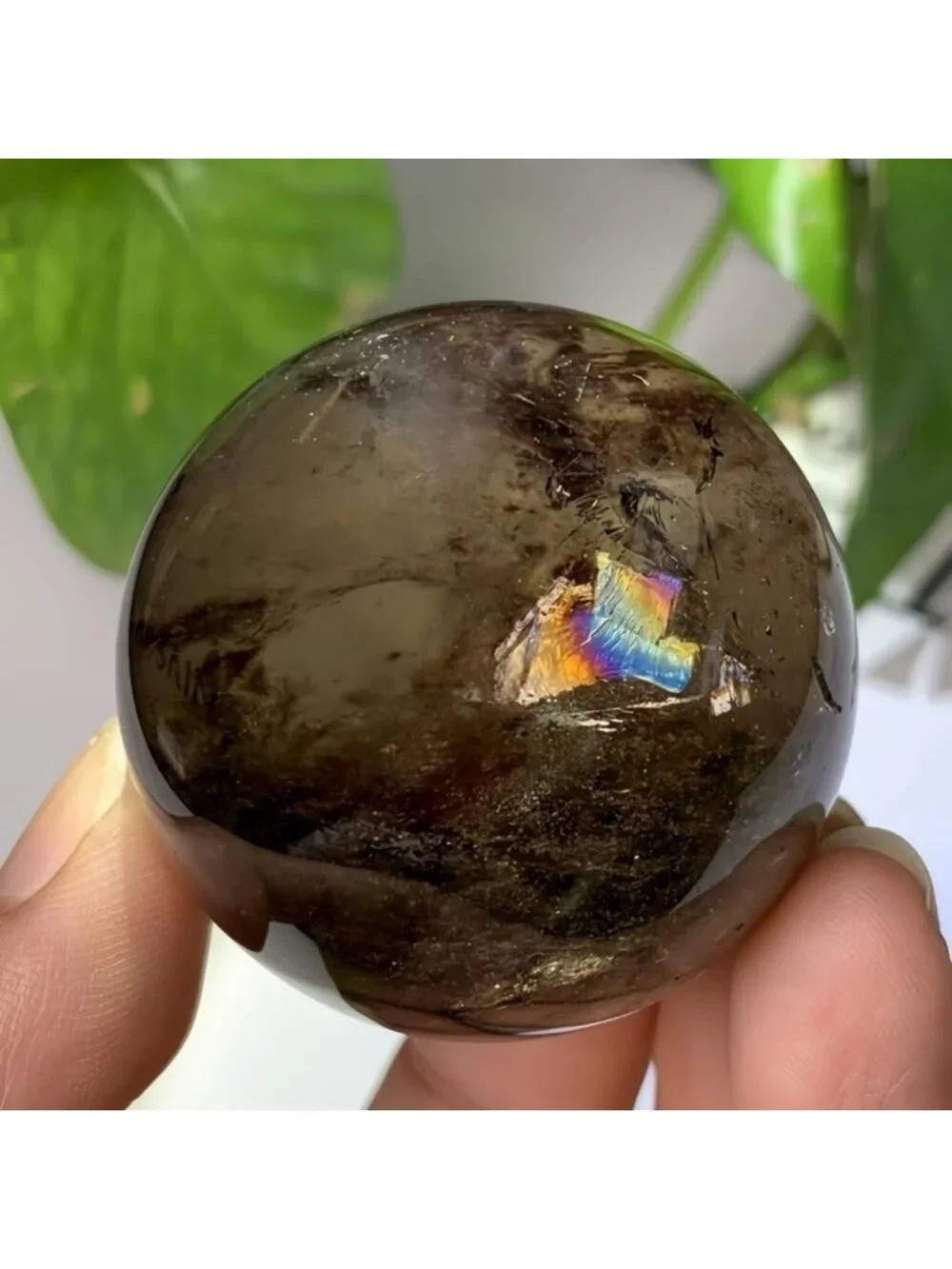 Large Smoky Quartz Crystal Sphere - Natural Healing Gemstone Ball for Home Decor
